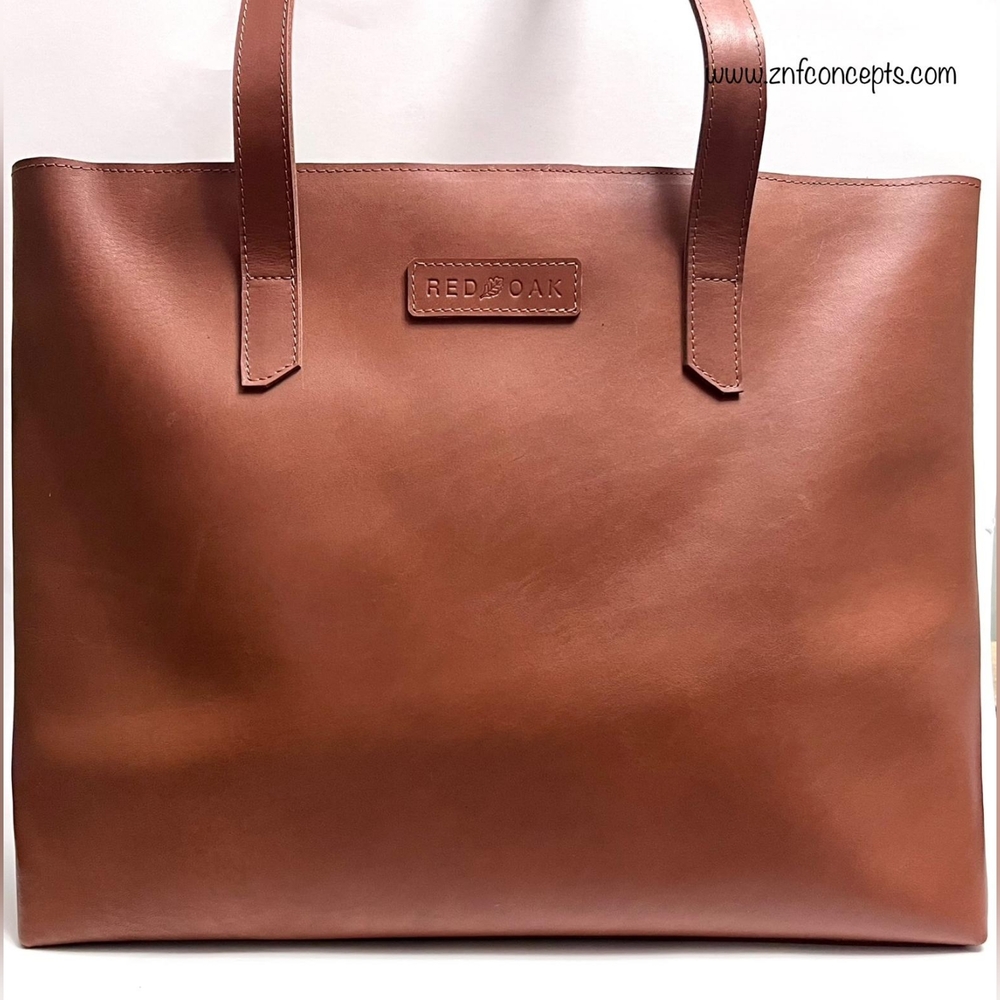 Elegant Tan Leather Tote Bag - Picture 5 of 12
